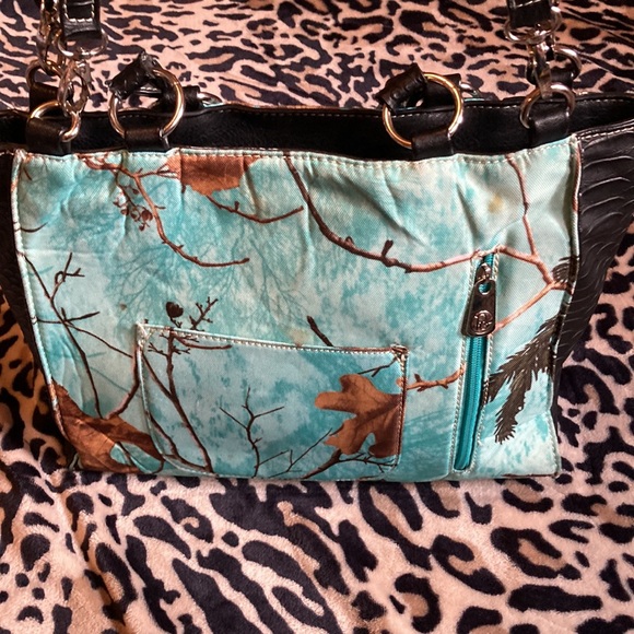 P & G Western Studded Black and teal Camo purse - Picture 2 of 11